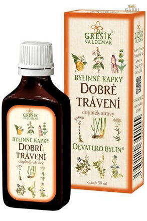 Dobré trávení kapky 50 ml GREŠÍK-Z-40% líh, Devatero bylin kapky