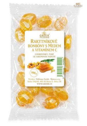 Rakytníkové bonbóny s medem a vitamínem C 100 g GREŠÍK