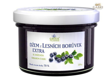 Džem z Lesních borůvek extra Se sníženým obsahem cukru 220 g GREŠÍK