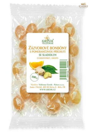 Zázvorové s pomerančovou příchutí se sladidlem 100 g GREŠÍK