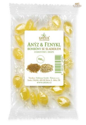 Anýz & Fenykl bonbóny se sladidlem 100 g GREŠÍK