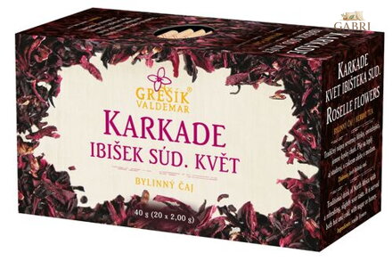 Karkade (ibišek súd.) 20 n.s. přebal GREŠÍK Čaje 4 světadílů