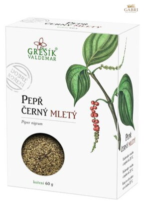 Pepř černý mletý 60 g GREŠÍK Dobré koření
