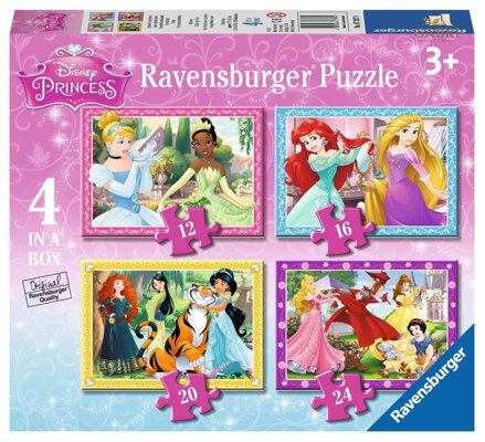 RAVENSBURGER Puzzle Disney Princezny: Láskyplná péče 4v1 (12,16,20,24 dílků)