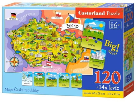 CASTORLAND Puzzle Mapa České republiky 120 dílků