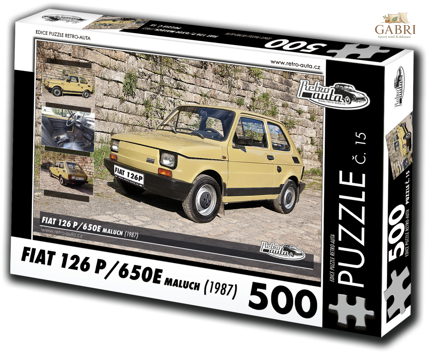 RETRO-AUTA Puzzle č. 15 Fiat 126 P,650E Maluch (1987) 500 dílků