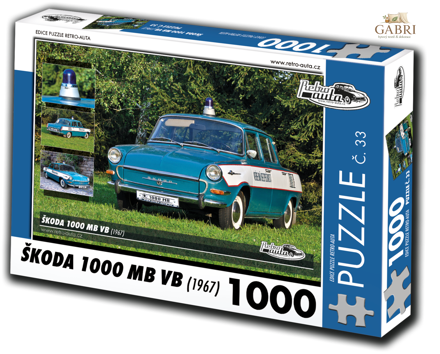 RETRO-AUTA Puzzle č. 33 Škoda 1000 MB VB (1967) 1000 dílků