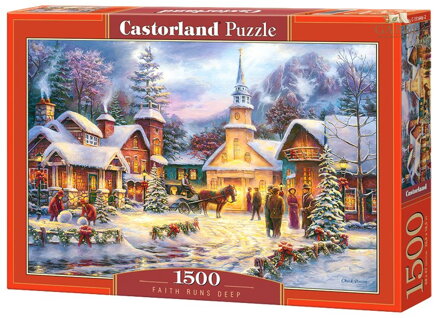 CASTORLAND Puzzle Zasněžená vánoční vesnička 1500 dílků