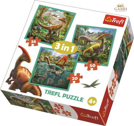 TREFL Puzzle Neobyčejný svět dinosaurů 3v1 (20,36,50 dílků)