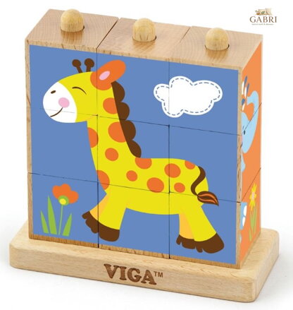 VIGA Nasouvací kostky Safari, 9 kostek