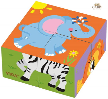 VIGA Obrázkové kostky Zoo, 4 kostky