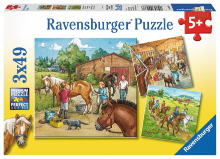 RAVENSBURGER Puzzle Den u koní 3x49 dílků
