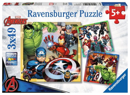 RAVENSBURGER Puzzle Avengers 3x49 dílků