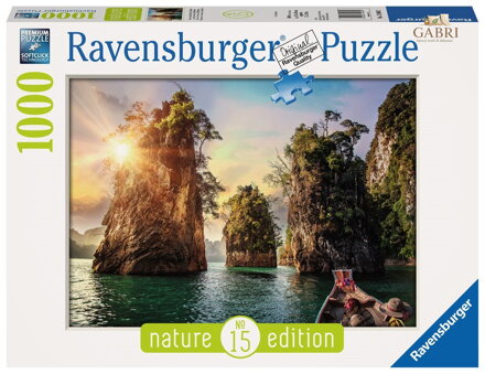 RAVENSBURGER Puzzle Útesy v jezeře Cheow Lan, Thajsko 1000 dílků