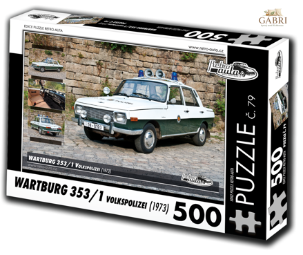 RETRO-AUTA Puzzle č. 79 Wartburg 353,1 Volkspolizei (1973) 500 dílků