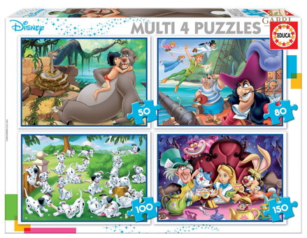 EDUCA Puzzle Disney pohádky 4v1 (50,80,100,150 dílků)