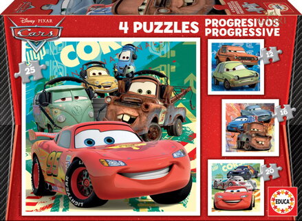 EDUCA Puzzle Auta 2, 4v1 (12,16,20,25 dílků)