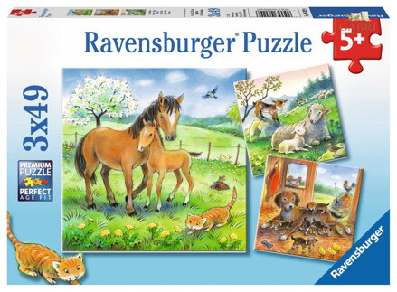RAVENSBURGER Puzzle Zvířecí mazlení 3x49 dílků