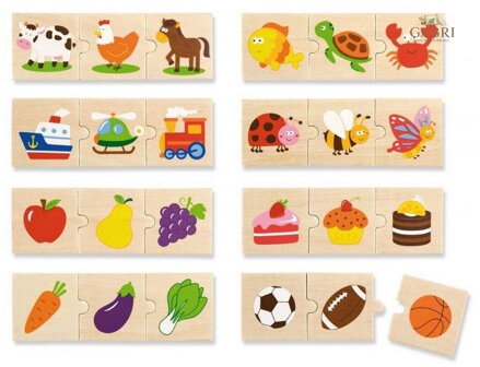 VIGA Dřevěné puzzle Souvislosti 8x3 dílky
