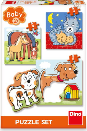 DINO Baby puzzle Domácí zvířátka 3v1 (3,4,5 dílků)