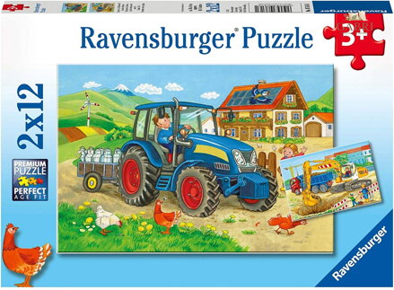 RAVENSBURGER Puzzle Na staveništi 2x12 dílků