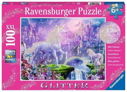 RAVENSBURGER Třpytivé puzzle Království jednorožců XXL 100 dílků