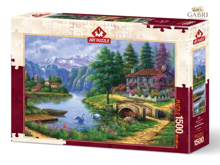 ART PUZZLE Puzzle Vesnice u jezera 1500 dílků