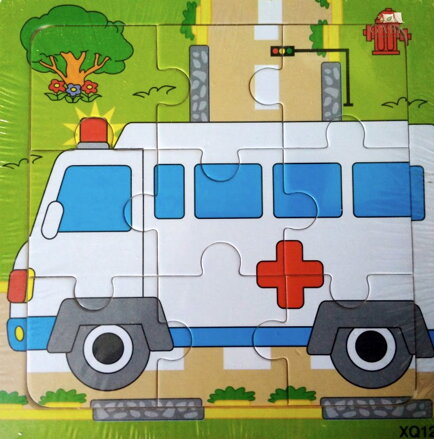 Dřevěné puzzle Sanitka 9 dílků