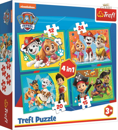 TREFL Puzzle Tlapková patrola: Šťastný tým 4v1 (12,15,20,24 dílků)
