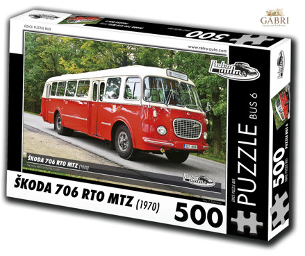 RETRO-AUTA Puzzle BUS č.6 Škoda 706 RTO MTZ (1970) 500 dílků