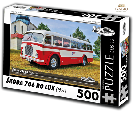 RETRO-AUTA Puzzle BUS č.15 Škoda 706 RO LUX (1951) 500 dílků