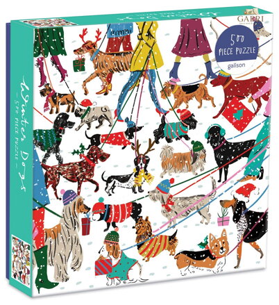 GALISON Čtvercové puzzle Psi v zimě 500 dílků