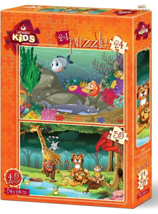 ART PUZZLE Puzzle Pod mořem a divoká zvířátka 24+35 dílků