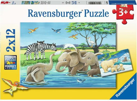 RAVENSBURGER Puzzle Mláďata zvířat 2x12 dílků