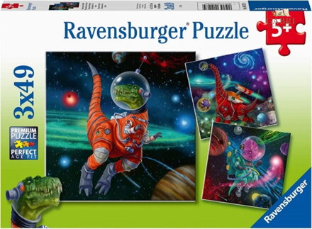 RAVENSBURGER Puzzle Dinosauři ve vesmíru 3x49 dílků