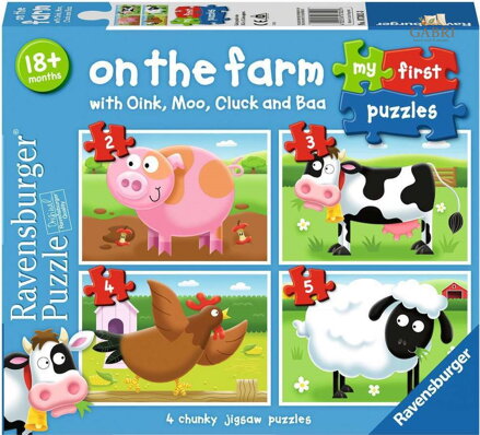 RAVENSBURGER Moje první puzzle: Na farmě 4v1 (2,3,4,5 dílků)
