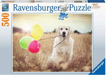 RAVENSBURGER Puzzle Labrador s balónky 500 dílků
