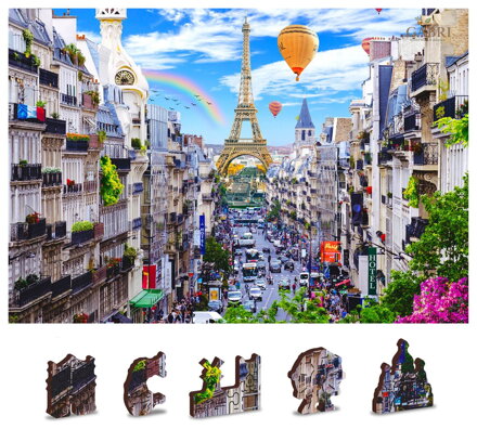 WOODEN CITY Dřevěné puzzle Rušná Paříž 2v1, 150 dílků EKO