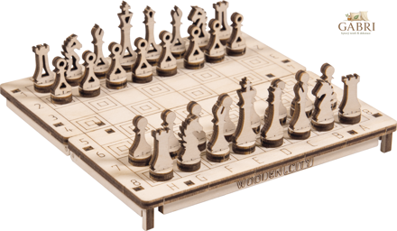 WOODEN CITY 3D puzzle hra Šachy a Dáma 2v1