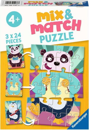 RAVENSBURGER Puzzle Mix&Match: Legrační zvířátka 3x24 dílků