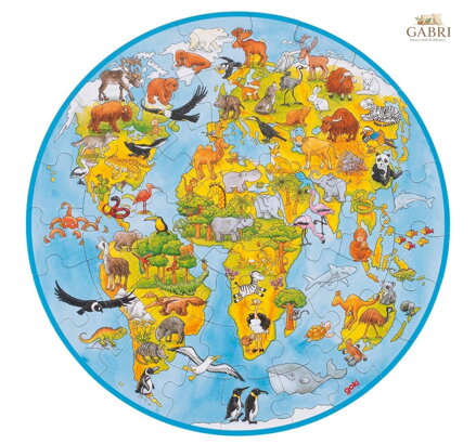 GOKI Kulaté puzzle Svět XXL 49 dílků