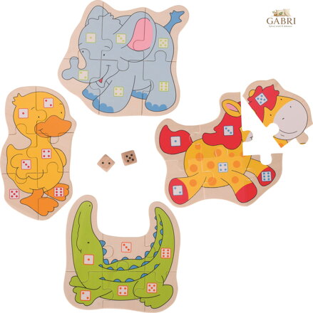 GOKI Puzzle hra s kostkami Zvířátka