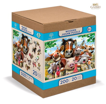 WOODEN CITY Dřevěné puzzle Život na farmě 2v1, 200 dílků EKO