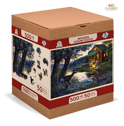 WOODEN CITY Dřevěné puzzle Večer v domě u jezera 2v1, 505 dílků EKO