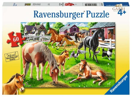 RAVENSBURGER Puzzle Šťastní koně 60 dílků