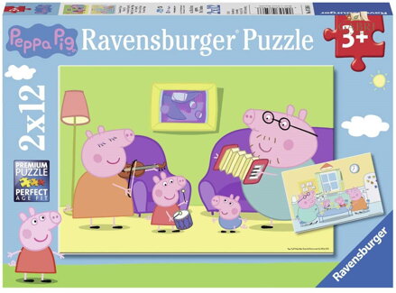 RAVENSBURGER Puzzle Prasátko Peppa: Doma 2x12 dílků