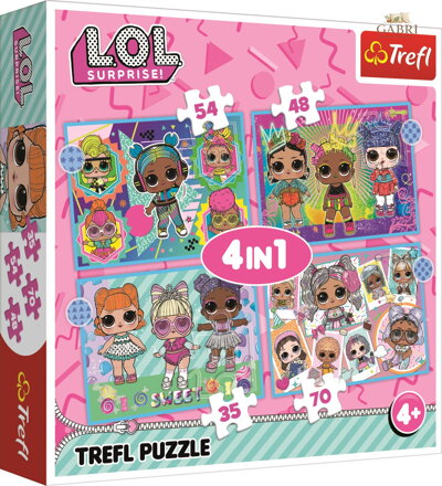 TREFL Puzzle L.O.L Surprise: Seznamte se s panenkami 4v1 (35,48,54,70 dílků)