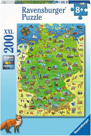 RAVENSBURGER Puzzle Barevná mapa Německa XXL 200 dílků