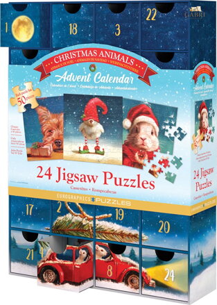EUROGRAPHICS Puzzle Adventní kalendář: Vánoční zvířátka 24x50 dílků