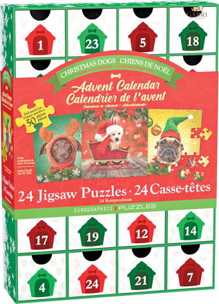 EUROGRAPHICS Puzzle Adventní kalendář: Vánoční pejsci 24x50 dílků